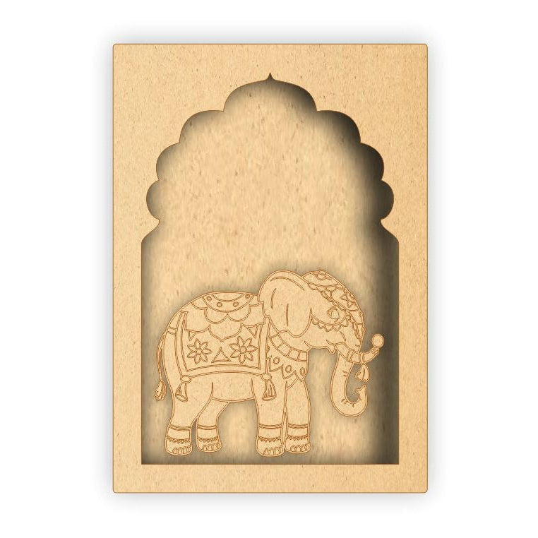 MDF Jharokha Box - Elephant Right Facing