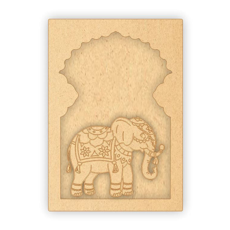 MDF Jharokha Plaque - Elephant Right Facing