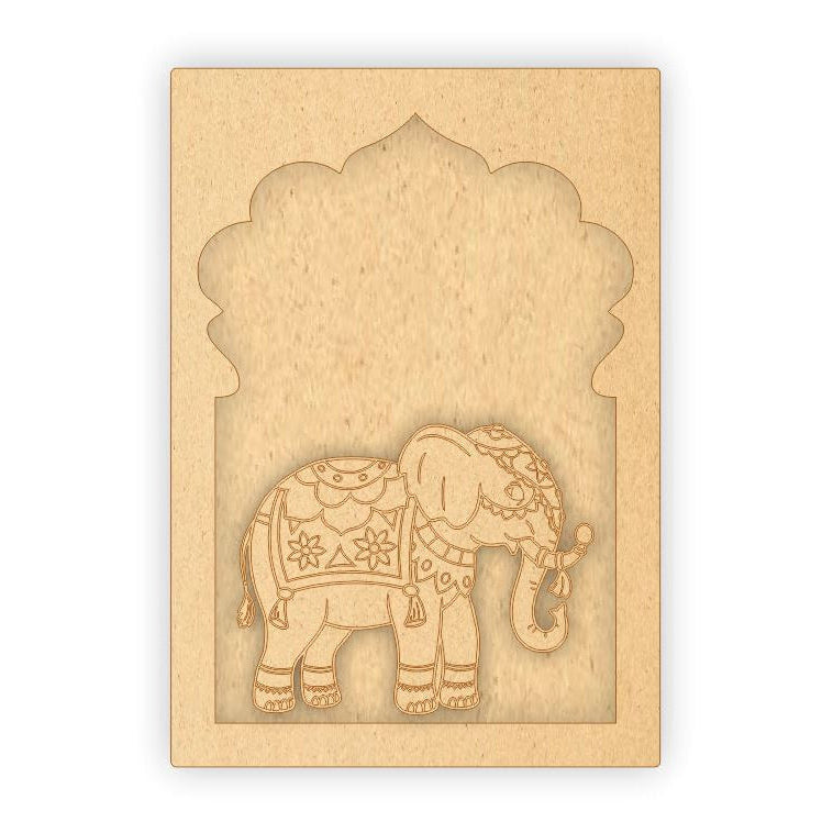 MDF Jharokha Plaque - Elephant Right Facing
