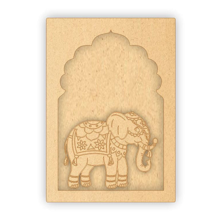 MDF Jharokha Plaque - Elephant Right Facing
