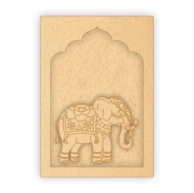 MDF Jharokha Plaque - Elephant Right Facing