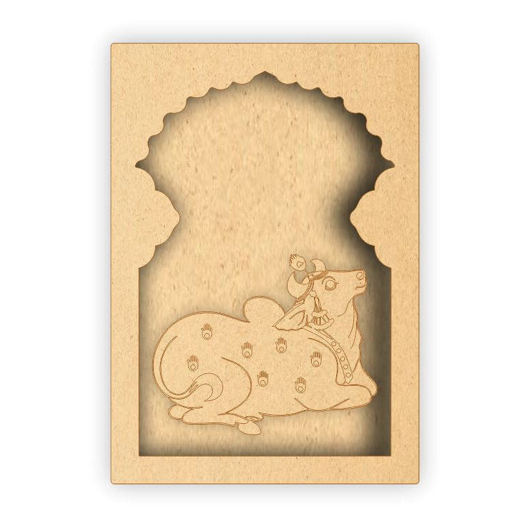 MDF Jharokha Box - Pichwai Cow Right Facing