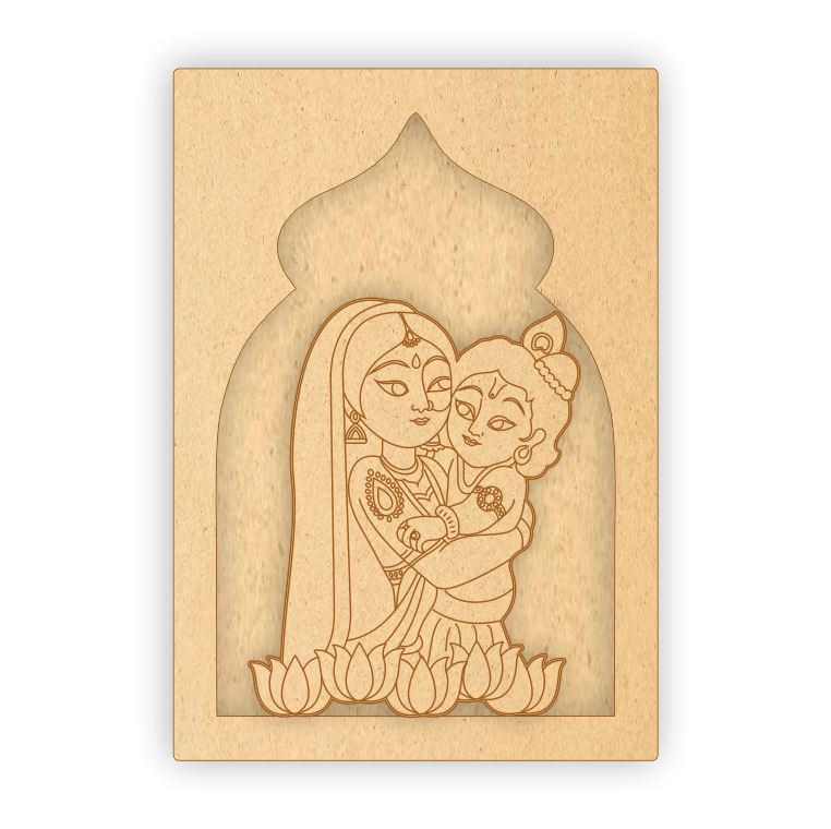 MDF Jharokha Plaque - Maa Yashoda & Bal Krishna
