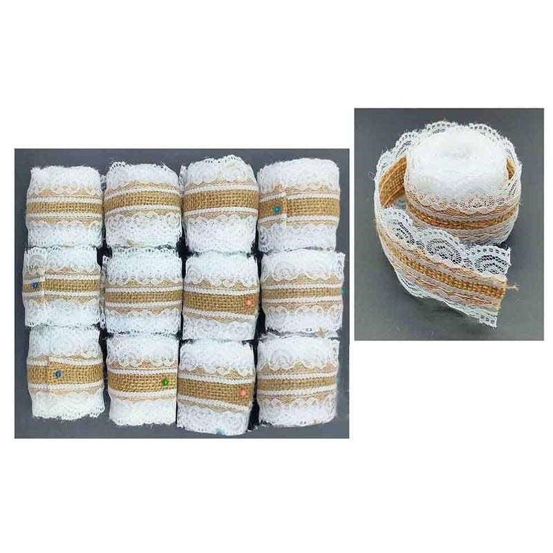 Jute Lace Plain 2m, 12pcs Set