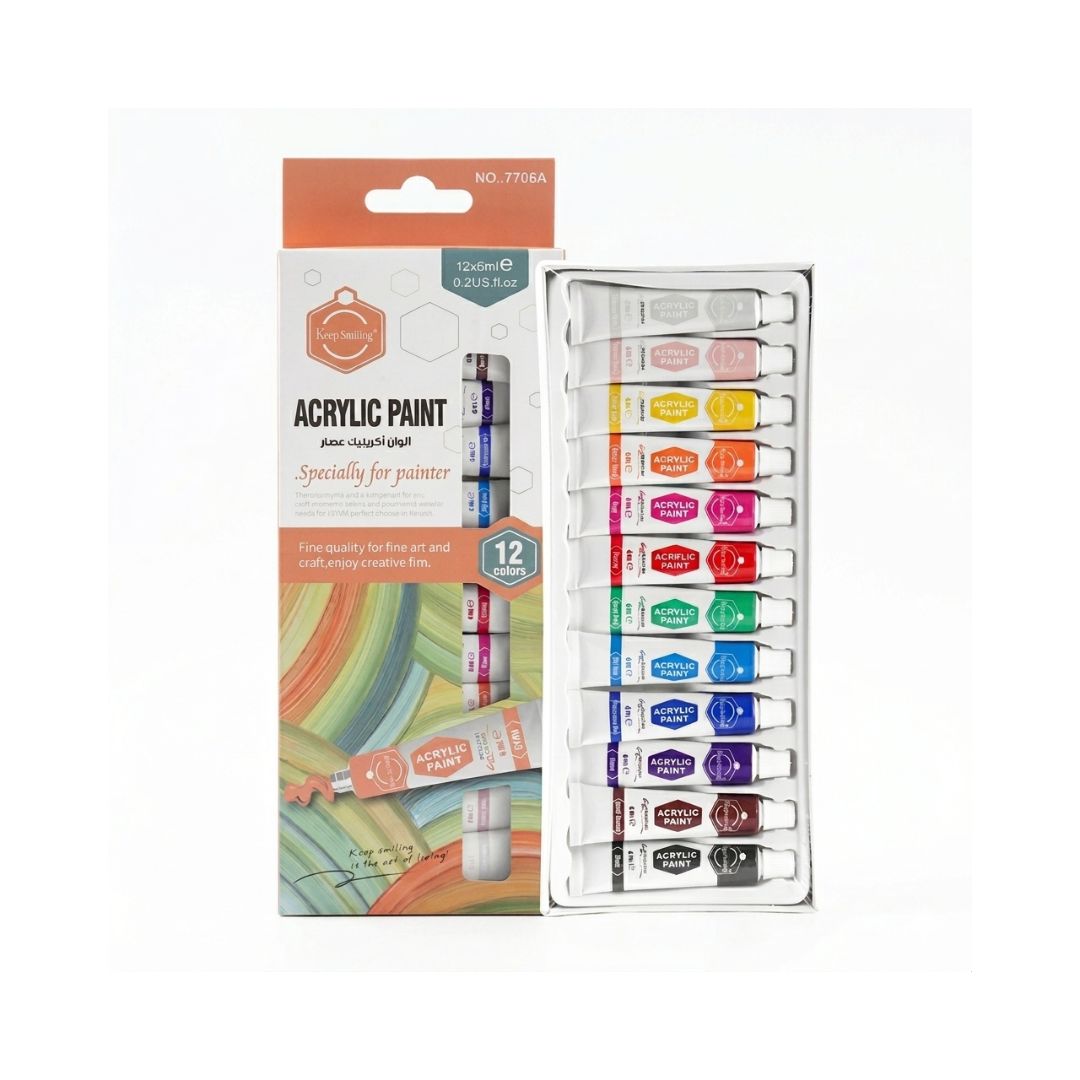 Keep Smiling Tube Acrylic Colours, 12ml - 12 Shades