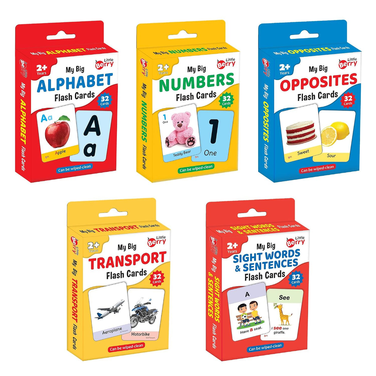 Little Berry Flash Cards for Kids: Alphabets, Numbers, Transport, Opposites, Sight Words