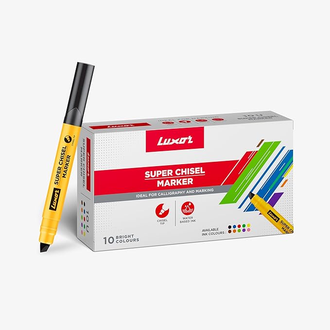 Luxor Super Chisel Markers Assorted (Set of 10)