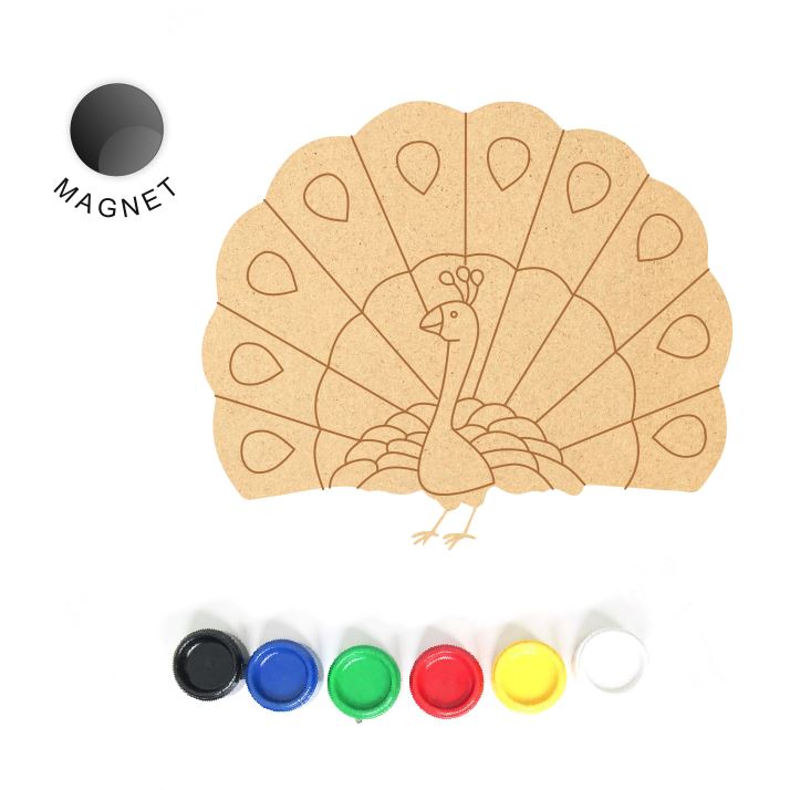 DIY MDF Fridge Magnet - Peacock