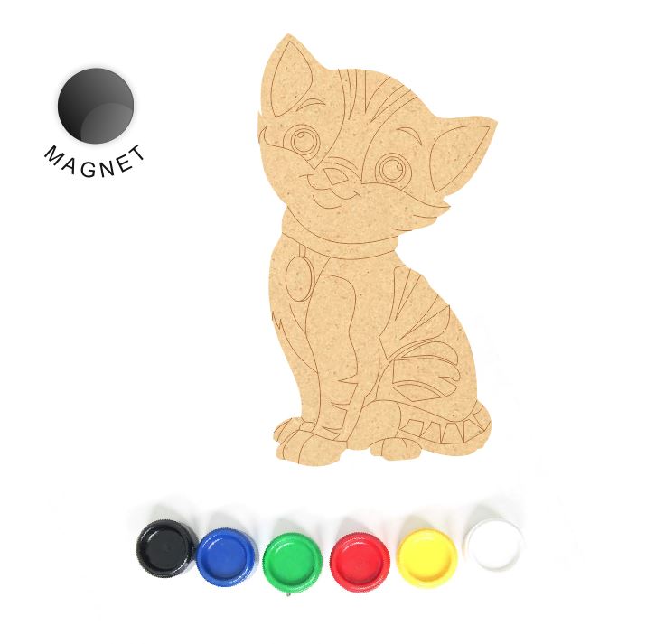 DIY MDF Fridge Magnet - Cat