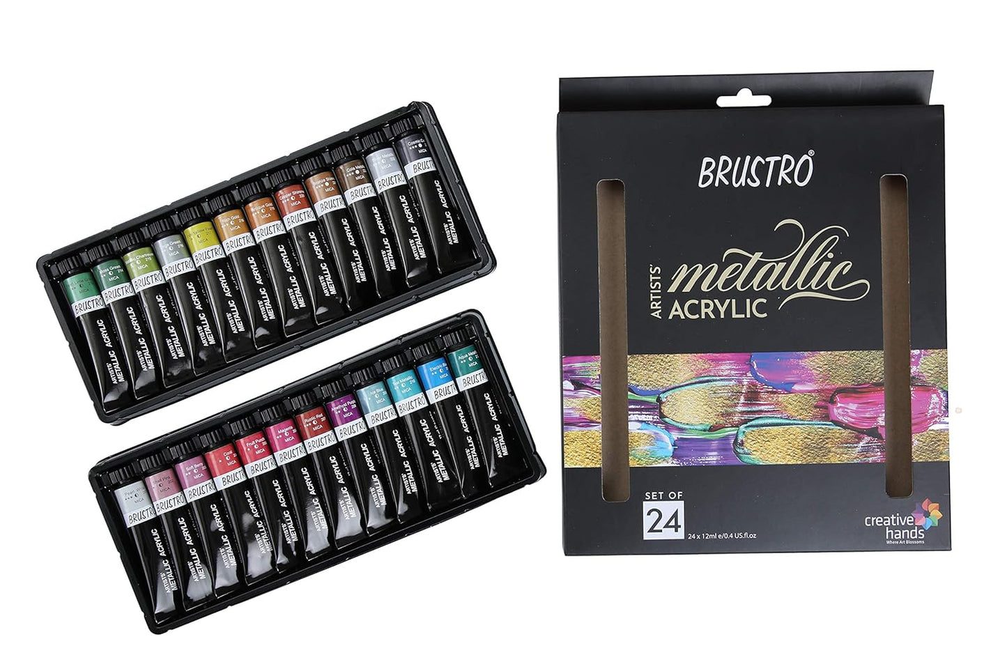 BRUSTRO Artist's Metallic Acrylic Colour Set, 12ml