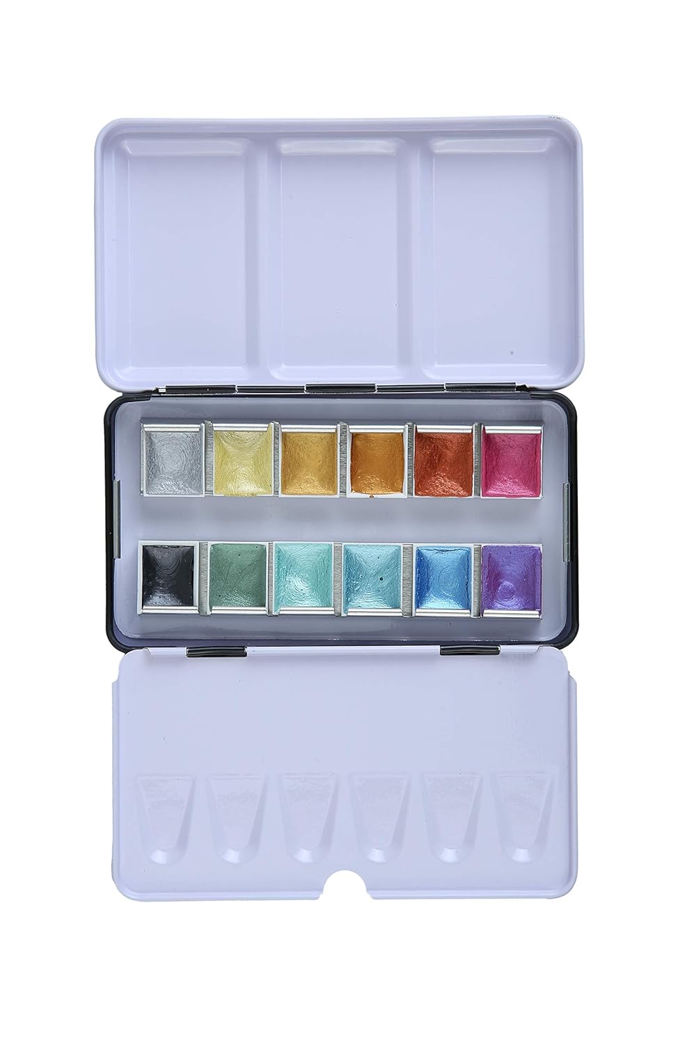 BRUSTRO Metallic Watercolour Set, Half Pans