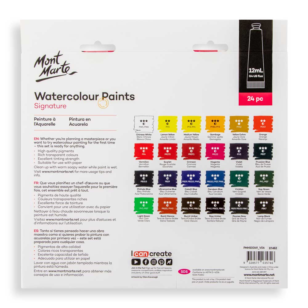 Mont Marte Watercolour Paints Signature 24pc x 12ml