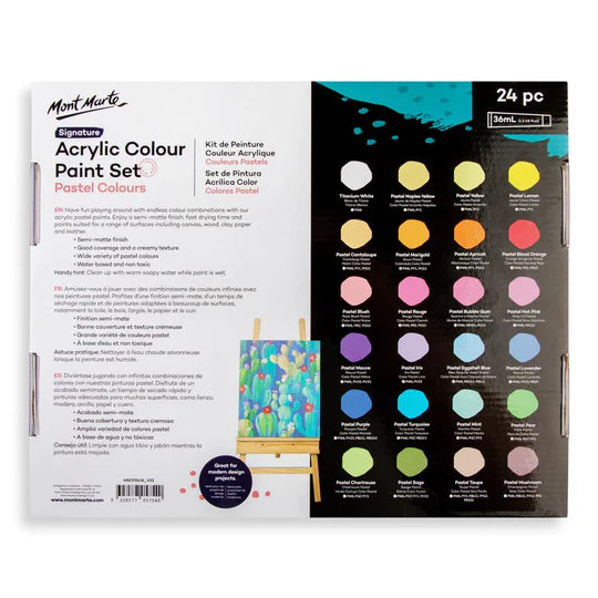 Mont Marte Acrylic Colour Pastel Paint Set 24 x 36ml