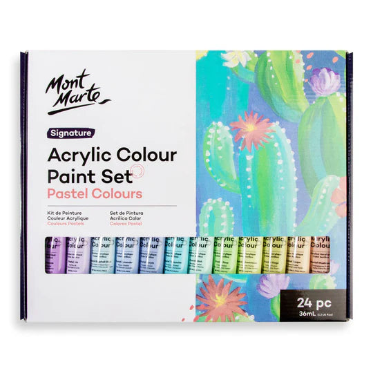 Mont Marte Acrylic Colour Pastel Paint Set 24 x 36ml