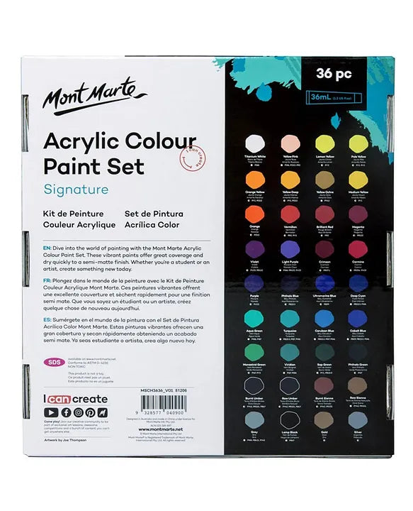 Mont Marte Acrylic Paints 36 X 36 ml