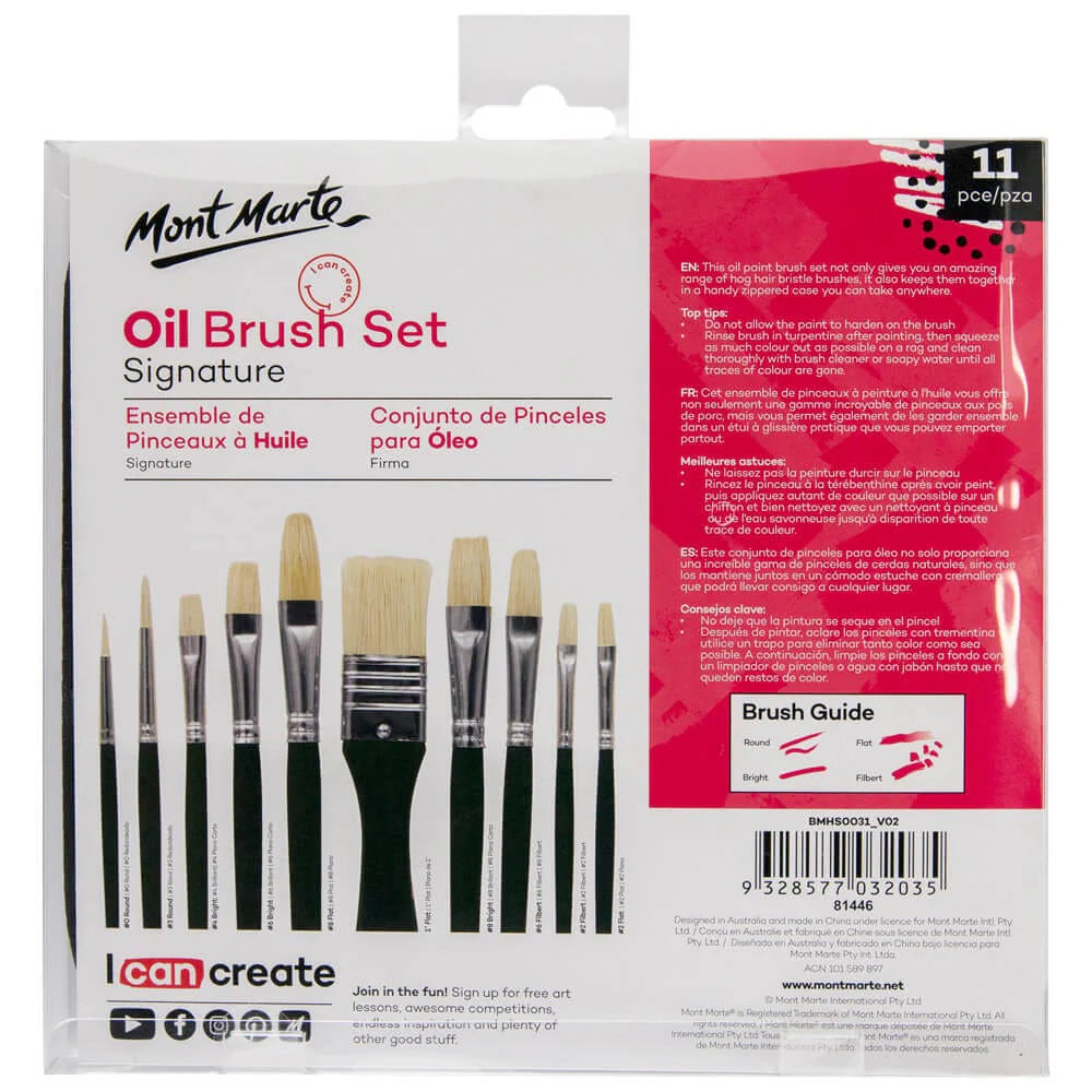 Mont Marte Brush Set in Wallet 11Pc - Oil