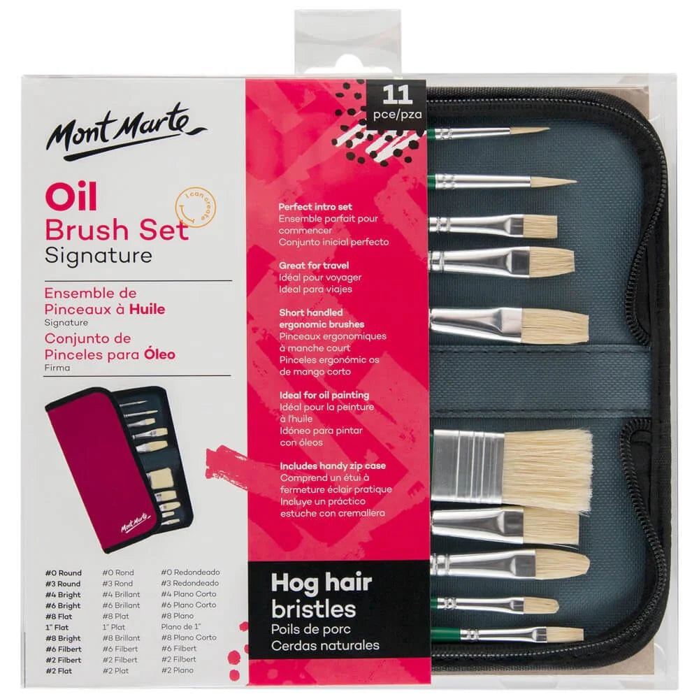 Mont Marte Brush Set in Wallet 11Pc - Oil