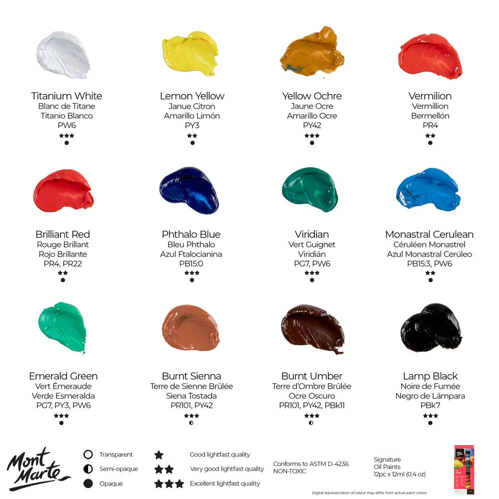 Mont Marte Oil Paints Signature 12pc x 12ml