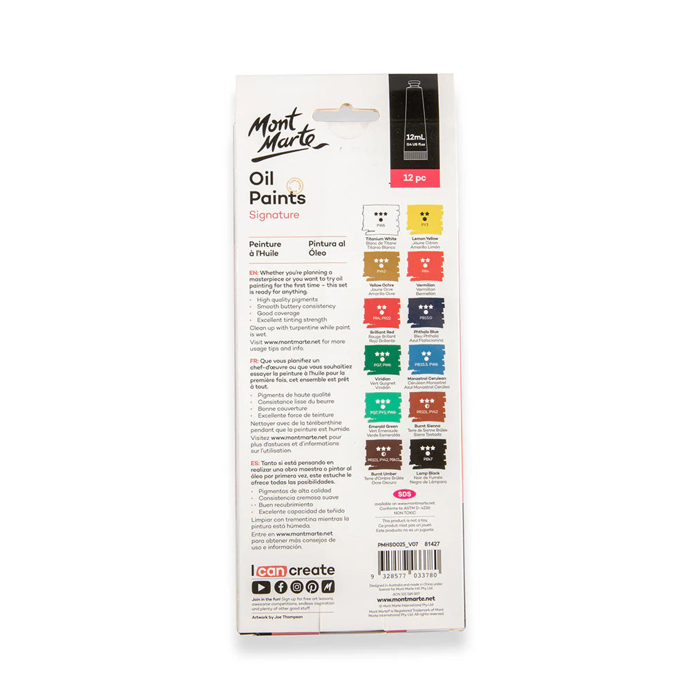 Mont Marte Oil Paints Signature 12pc x 12ml