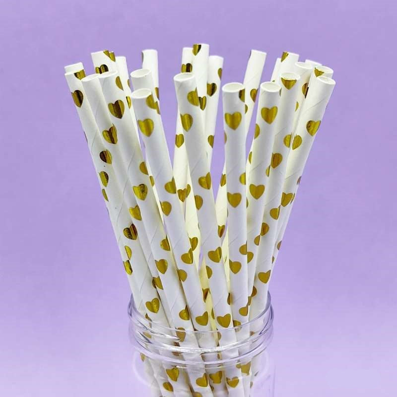 Paper Straw Foiled Heart