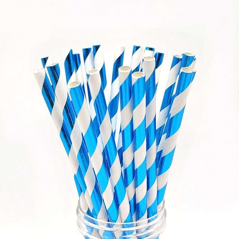 Paper Straw Foiled Stripes
