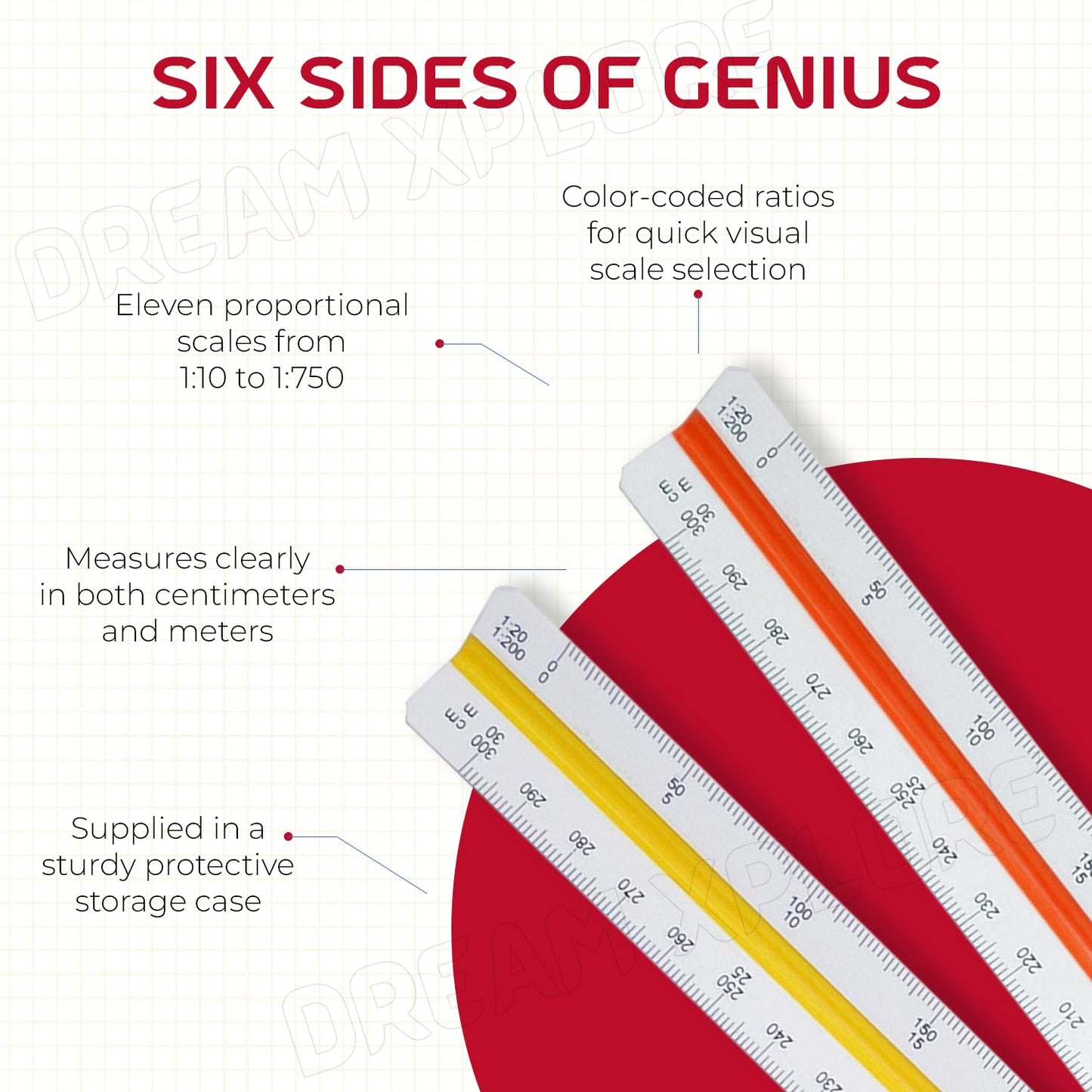 Plastic Triangle Scale Ruler, 30 cm/12-inch Long Straight Measuring Tool For Architects, Engineers