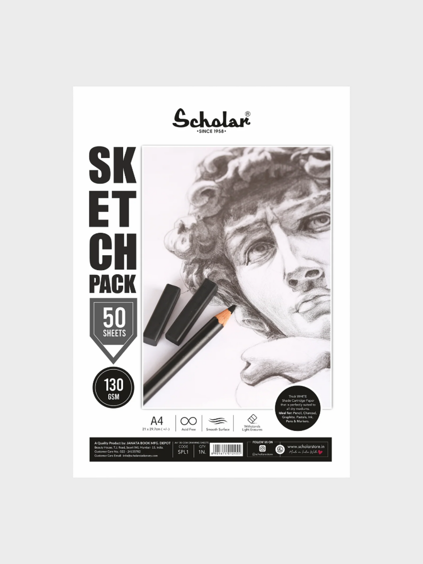 Scholar Cartridge Paper - White, 130gsm