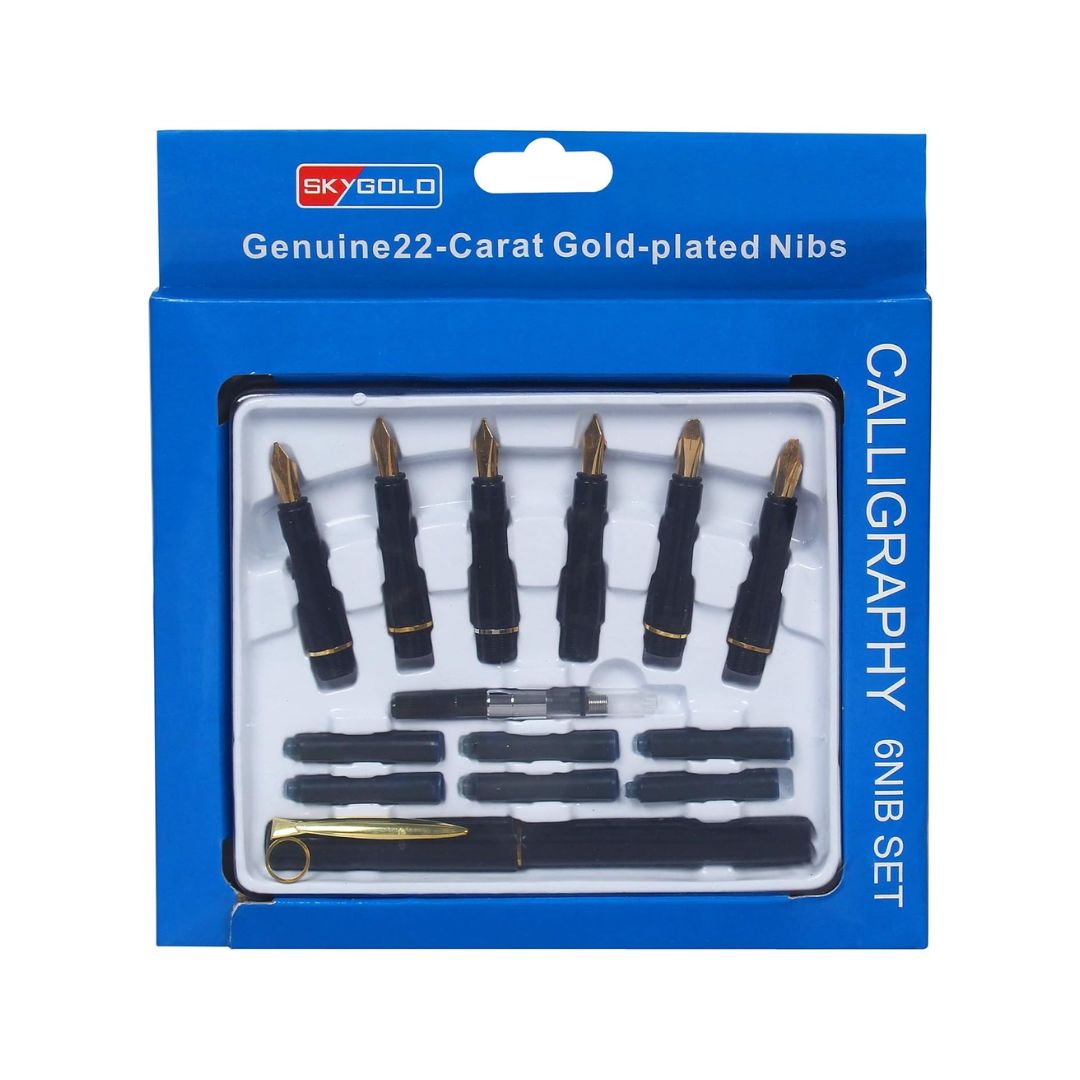 SKYGOOD Calligraphy Pen Set Of 6 Different Tip Nibs & 6 Ink Catridges & 1 Extra set of Barrel