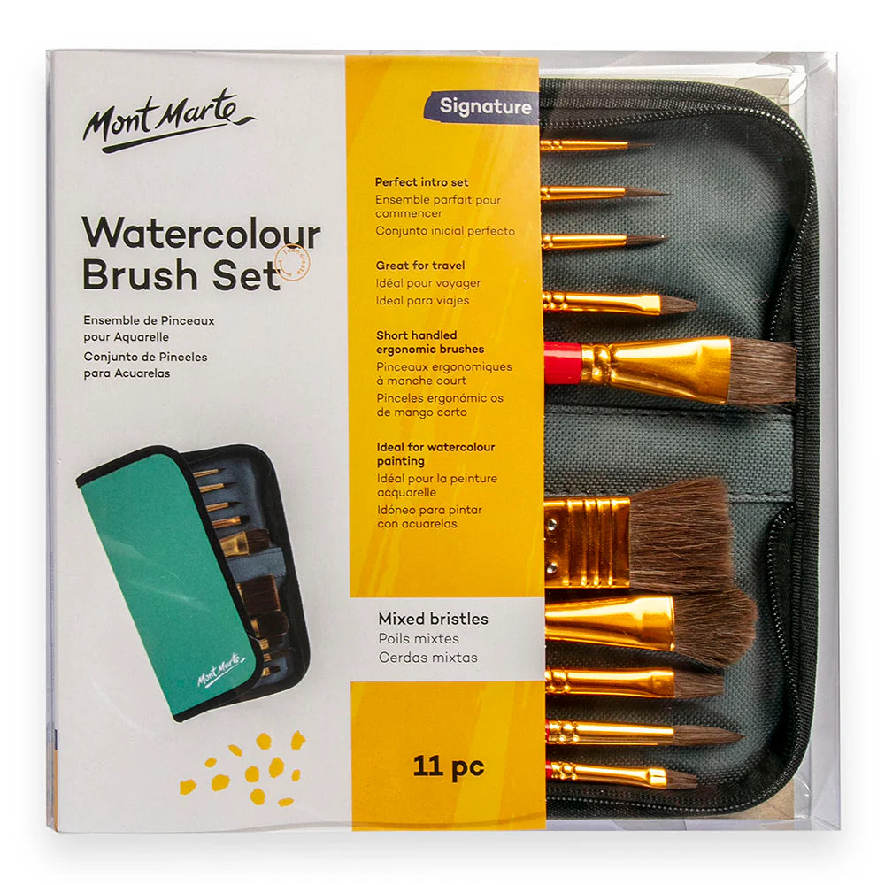 Mont Marte Brush Set in Wallet 11Pc - Watercolour