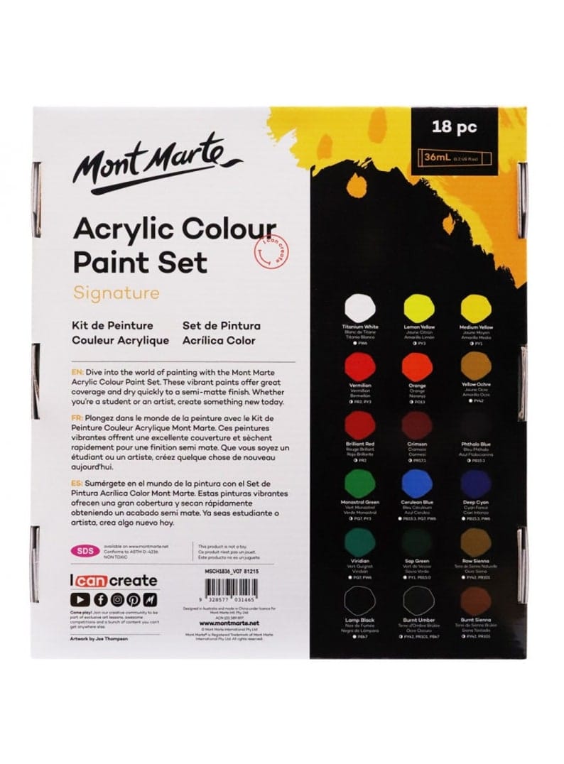 Mont Marte Acrylic Paints 18 x 36 ml