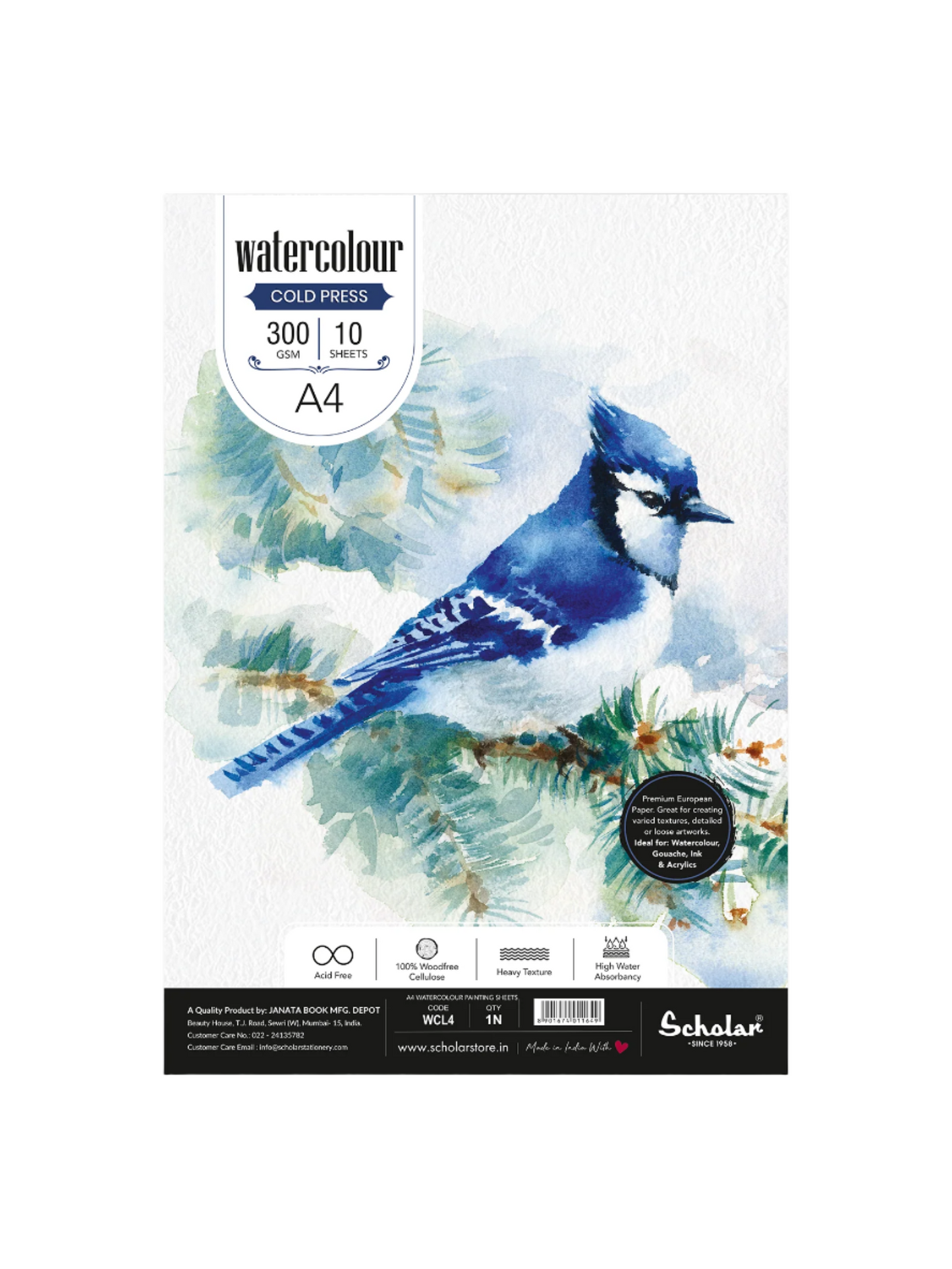 Scholar Watercolour Cold Pressed Paper, Loose Sheets, 300gsm