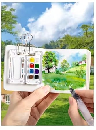 Grid Portable Travel Acrylic Palette, Mini Palette with Magnetic Lid and Clip
