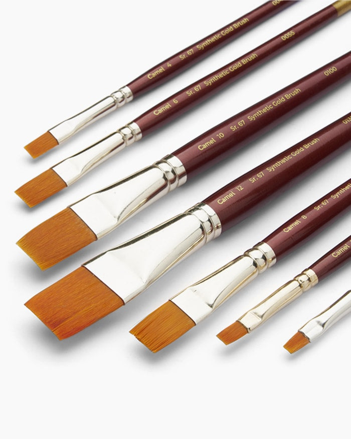 Camel Synthetic Gold Brushes, Flat - Series 67