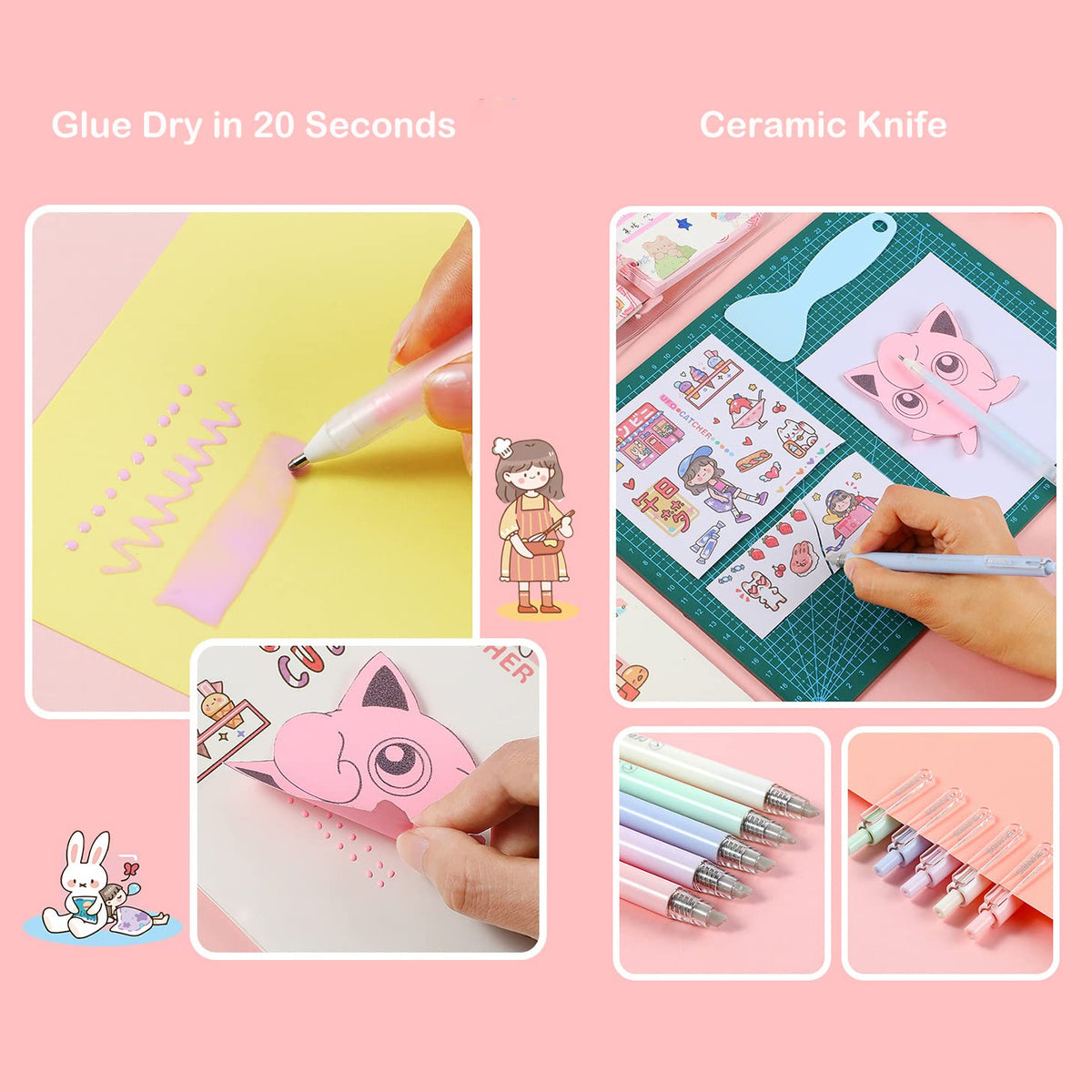 Scrapbooking Tools with Glue, Shovel, Pen Cutter for Crafts (No Tweezers)