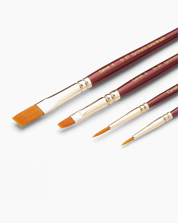 Camel Synthetic Gold Brushes, Round - Series 66 & Flat - Series 67
