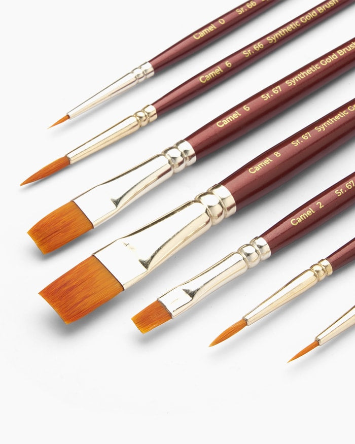 Camel Synthetic Gold Brushes, Round - Series 66 & Flat - Series 67