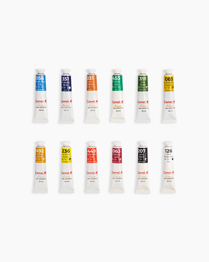 Camel Artist Oil Colour Tubes, 12 Shades 20 ml