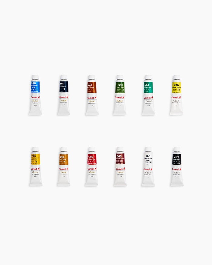 Camel Artist Oil Colour Tubes, 12 Shades 9 ml