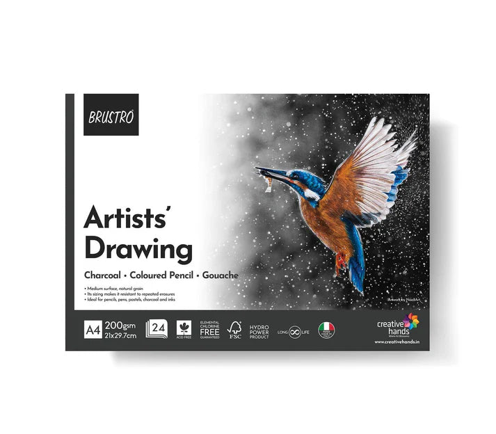BRUSTRO Artist Drawing Glued Pad, 200 GSM, 24 Sheets