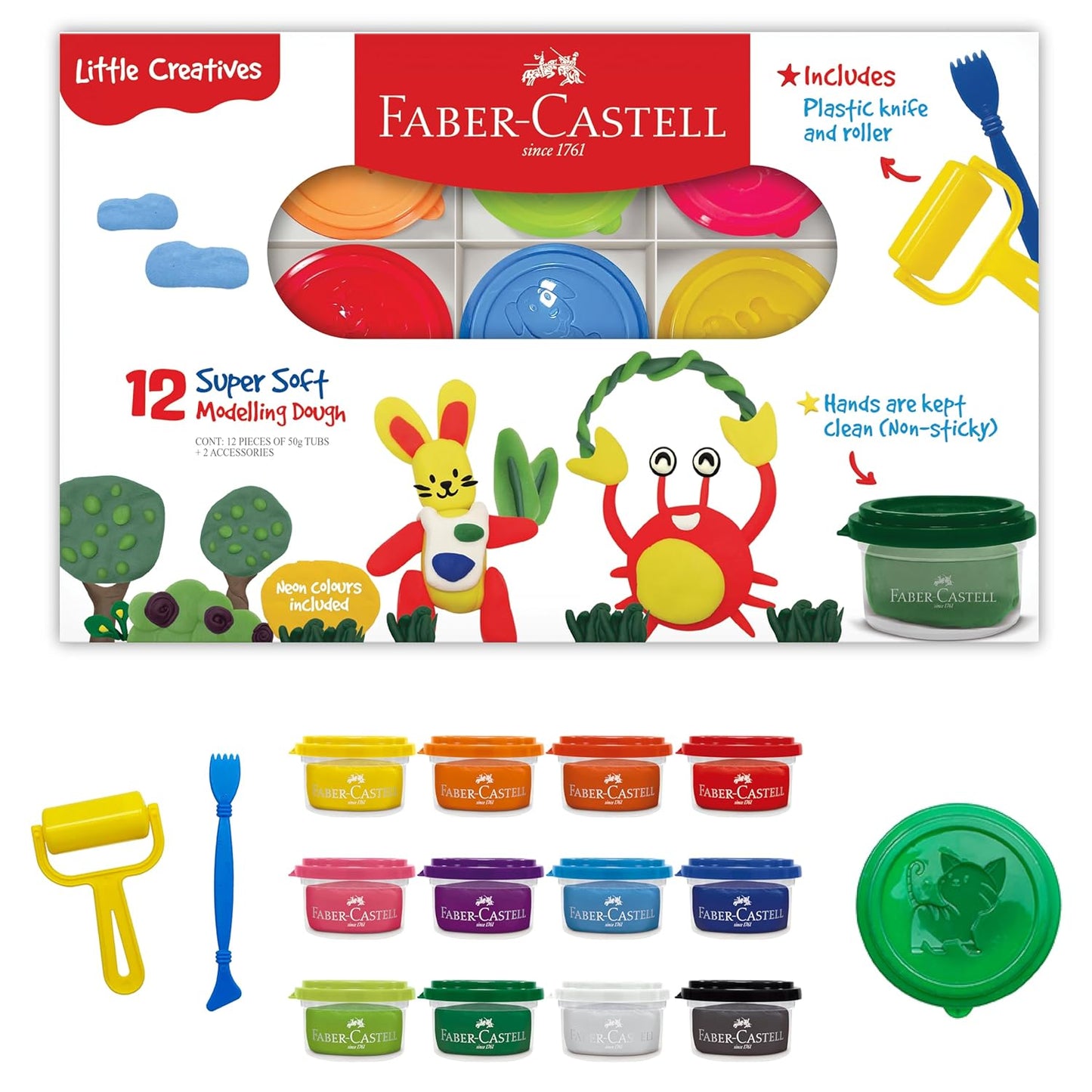 Faber Castell Modelling Dough Set, 50g Tubs