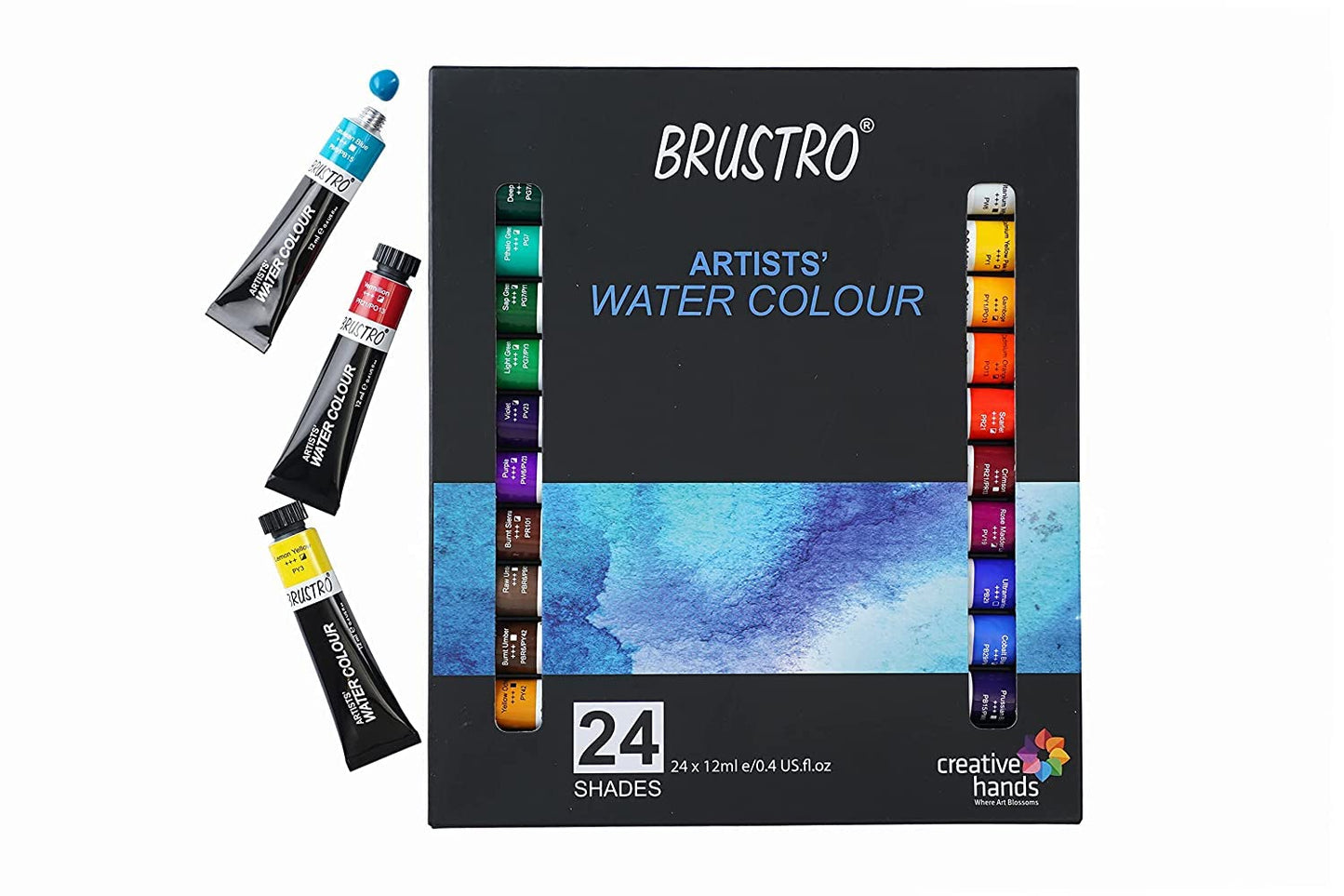 BRUSTRO Artist's Watercolour Tubes Set, 12ml