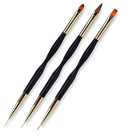 3pcs Dual Tip Nail Art Brush Set