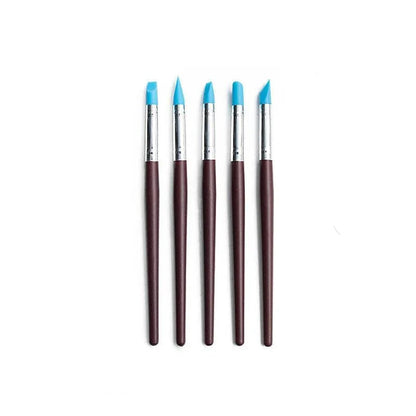 5 Piece Brown Silicone Brush Set for Resin & Crafts