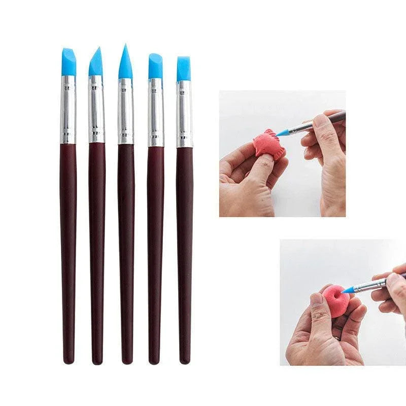 5 Piece Brown Silicone Brush Set for Resin & Crafts