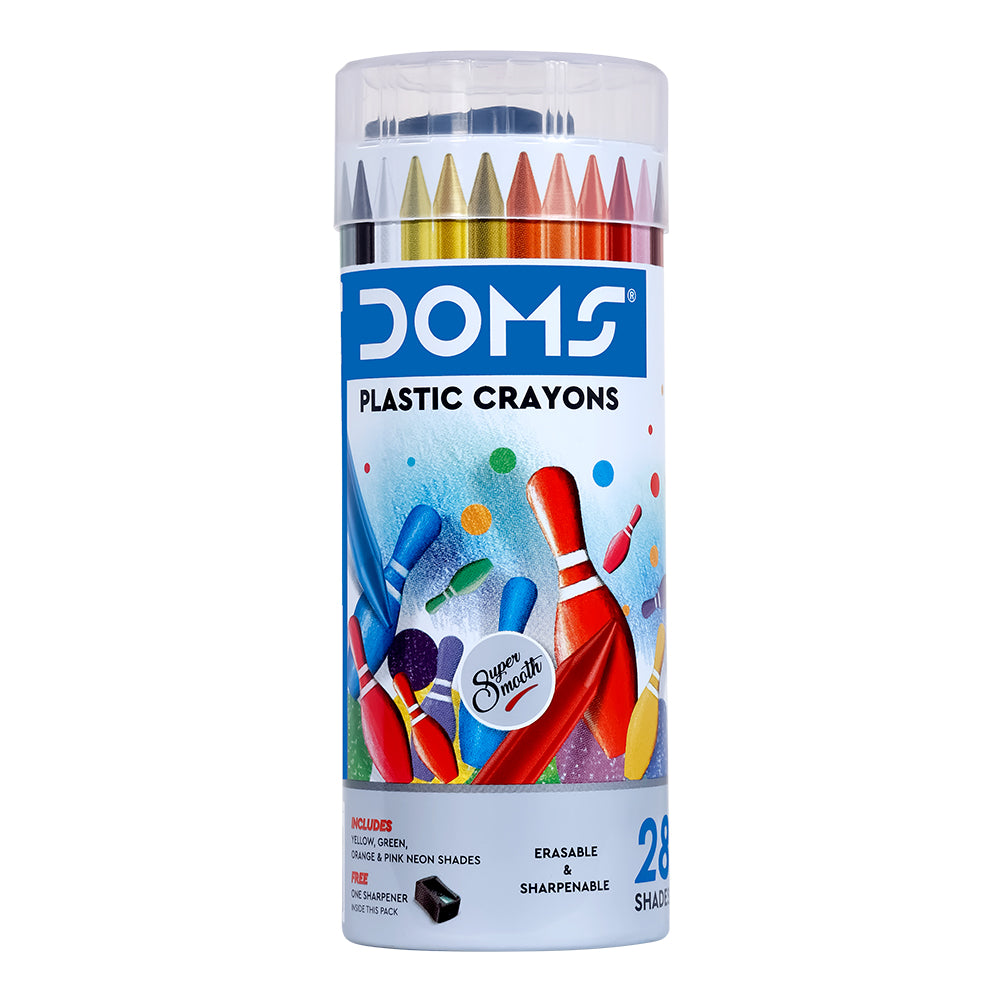 DOMS Plastic Crayons Round Tin Pack