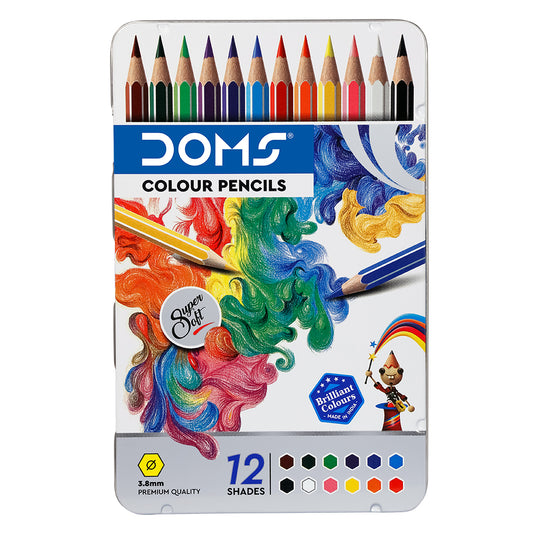 DOMS Colour Pencils Flat Tin Pack