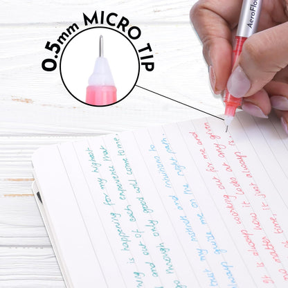 BRUSTRO AeroFlow Coloured Micro-tip Roller Ball Pen Set