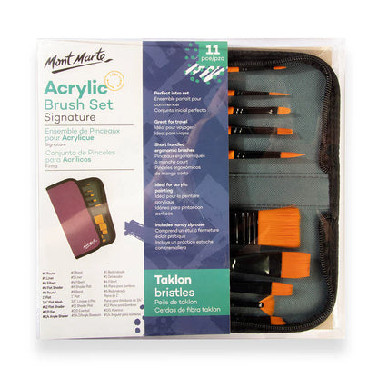 Mont Marte Brush Set in Wallet 11Pc - Acrylic