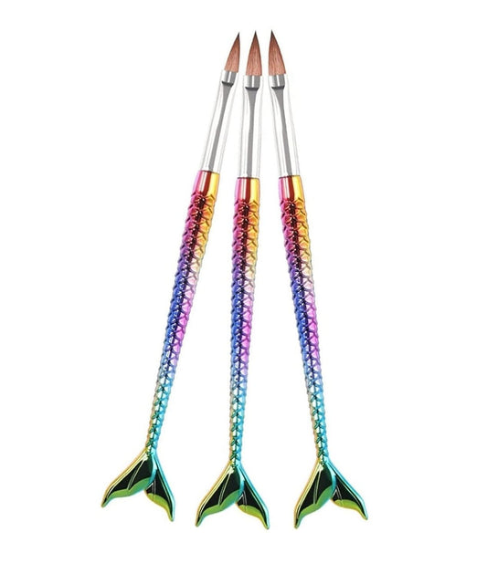 Acrylic Nail Art Brush 3 Pcs Set Mermaid Handle