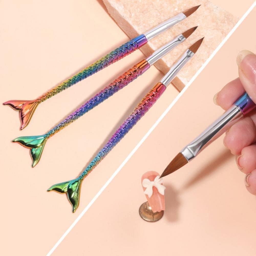Acrylic Nail Art Brush 3 Pcs Set Mermaid Handle